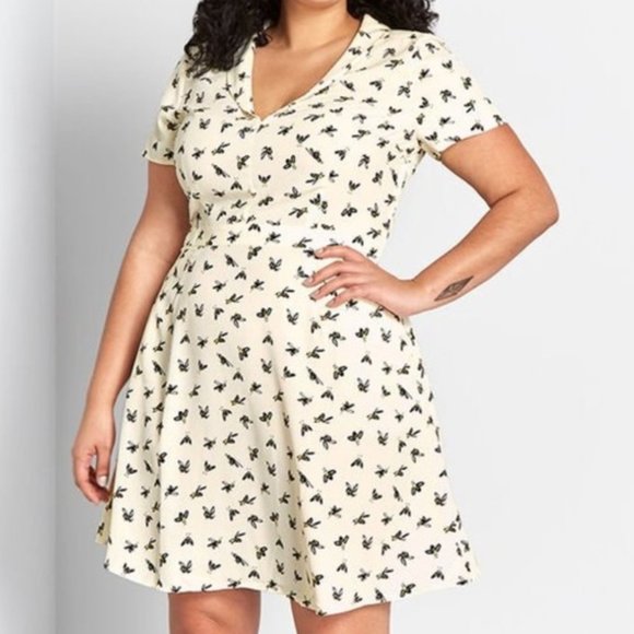 Modcloth Dresses & Skirts - Modcloth The Susan Bee Anthony A-Line Dress - White Bee